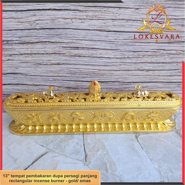 Tempat Pembakaran Dupa/ Hiolo Persegi Panjang/ Rectangular 13inch Gold