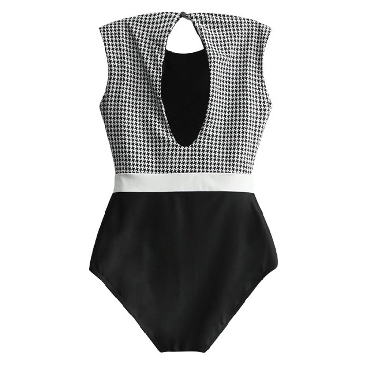 Swimsuit Bikini Baju Renang Wanita Gaya Korea Model One Piece Houndstooth Dalika