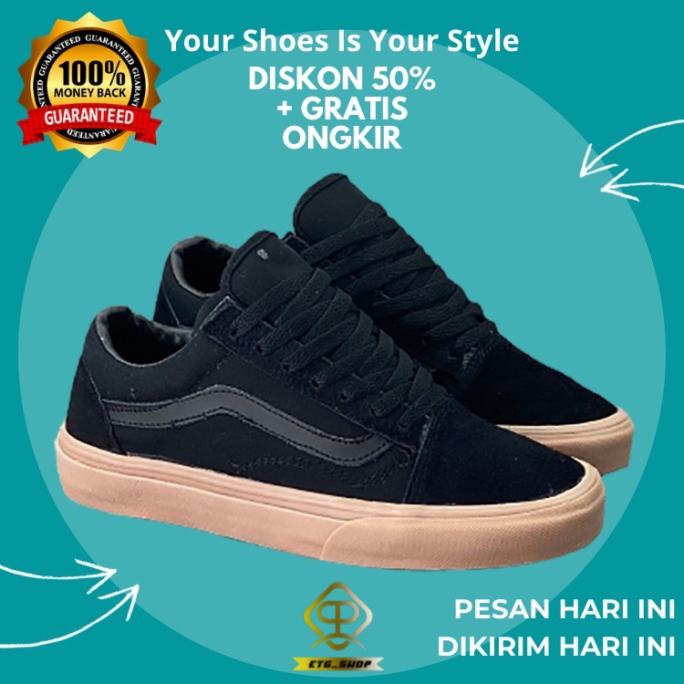 (BISA COD) VANS OLDSKOOL MONO BLACK GUM WAFFLE DT / VANS OLDSKOOL PREMIUM / SEPATU VANS OLD SKOOL