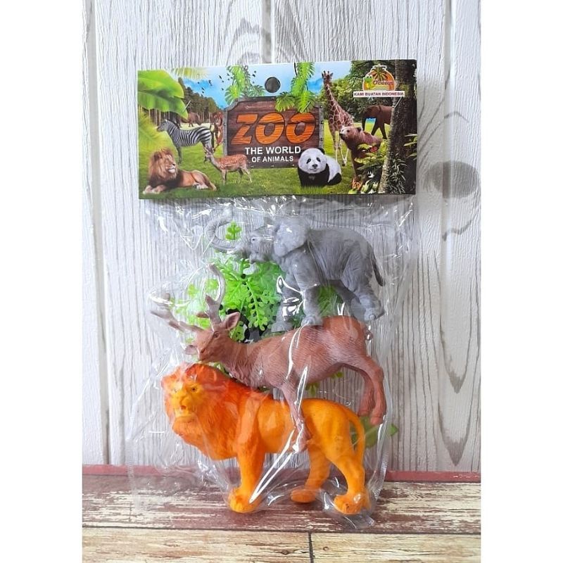 Mainan anak hewan/binatang rusa singa gajah berbahan karet murah meriah / ZOO THE WORLD OF ANIMALS