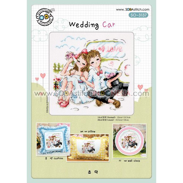 Paket DIY Craft Sulam Kristik Strimin Sodastitch SO-3137 - Wedding Car Pernikahan