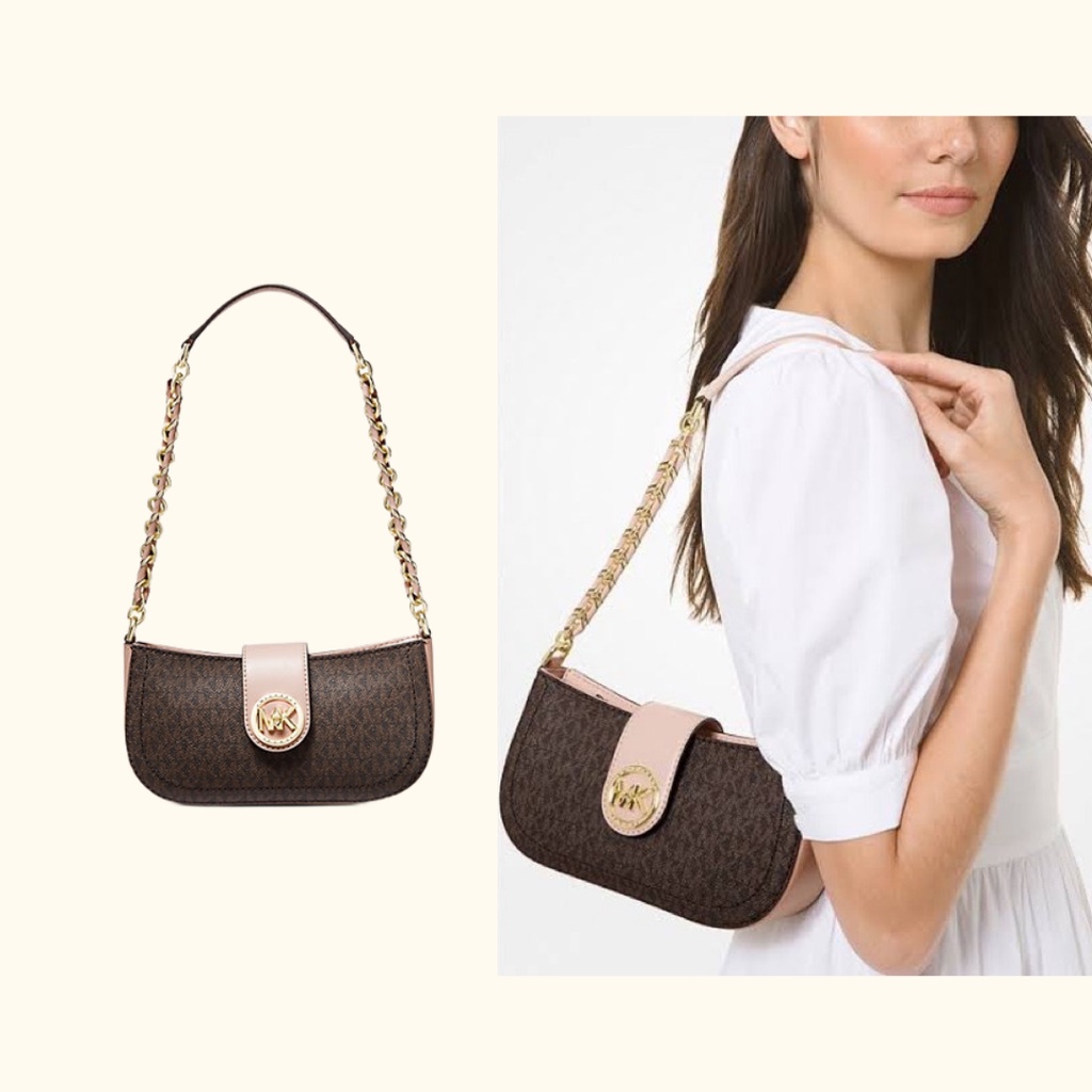 Michael Kors Carmen Extra-Small Logo Shoulder Bag - Brown Pink