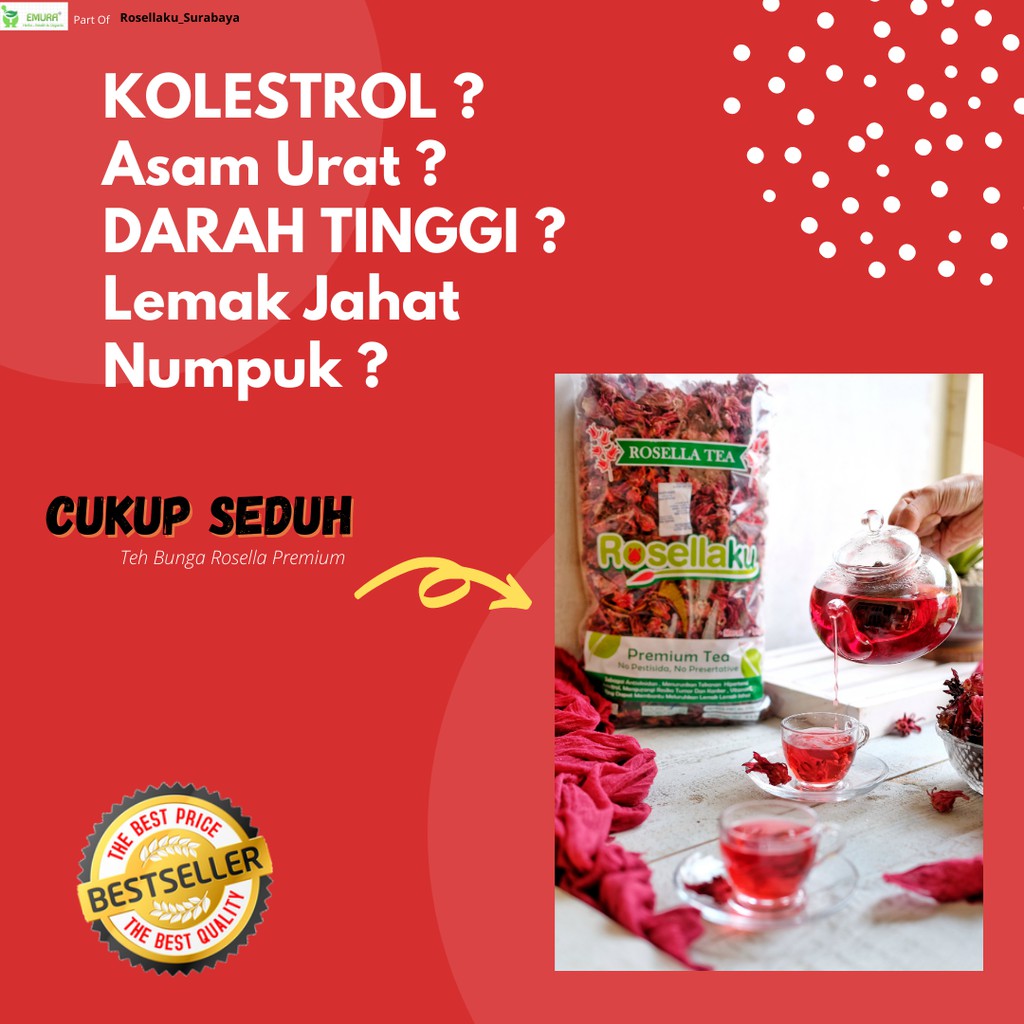 BUNGA ROSELA PREMIUM / TEH ROSELLA MERAH 1 KG/ HIBICUS ROSELA TEA/OBAT DARAH TINGGI/OBAT DIET