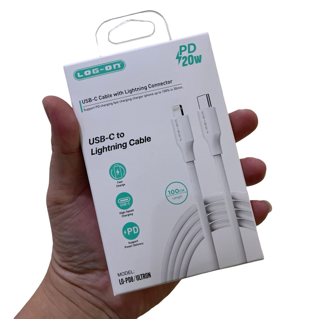 LOG-ON Kabel Data Type C to Lightning 20W Cable Data Fast Charging Power Delivery 1 Meter