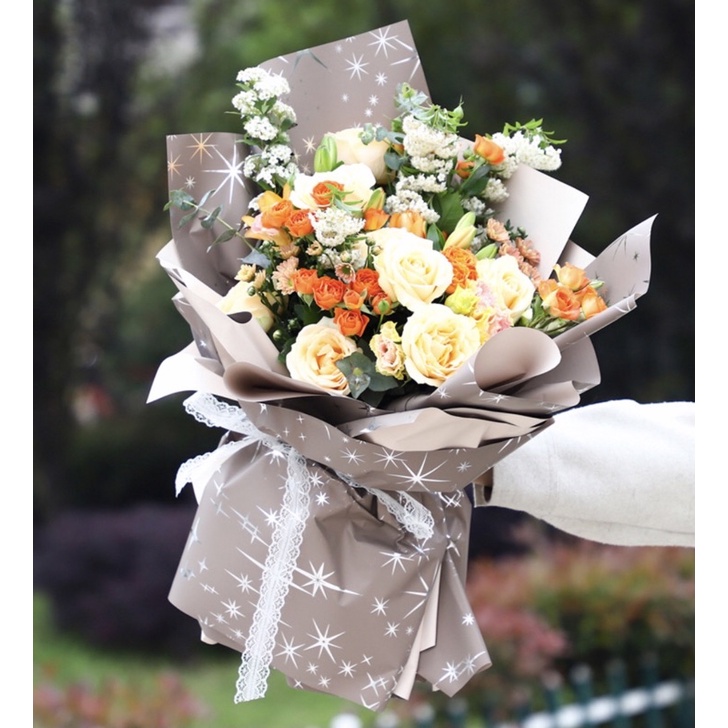 FLOWER WRAPPING “ STARRY SKY “ BI COLOR (ECER) CELLOPHANE KERTAS BUNGA HAND BOUQUET WATERPROOF