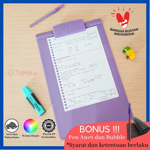 

Clipboard Papan Jalan Ujian Dada Plastik Lucu Hitam clip board Perlengkapan Sekolah Alat Tulis A4