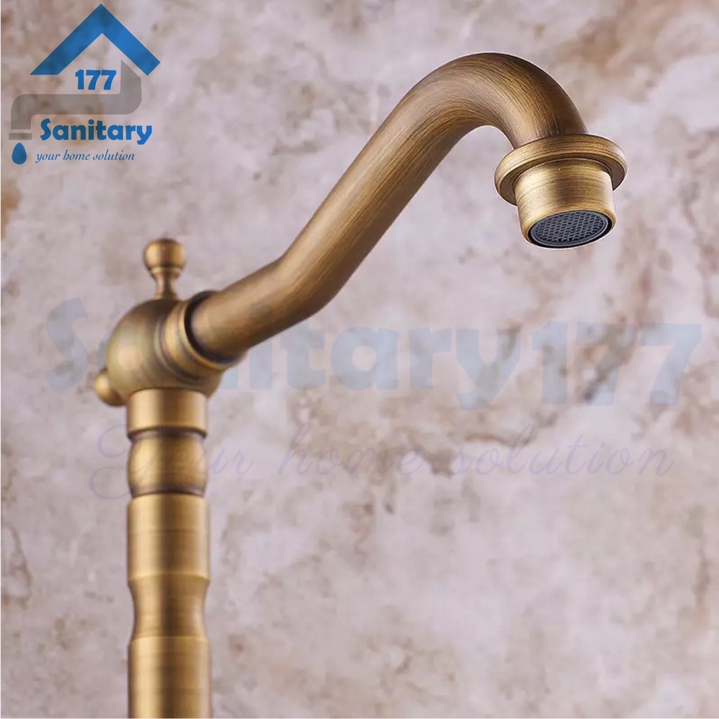 Kran Panas Dingin Sink GOLD matte Vintage FG2-Keran air wastafel dapur antik cuci piring washtafel mixer retro model jadul eropa european antik antique unik uniq brass basin faucet