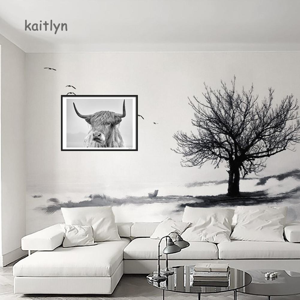 Kaitlyn Cow Portrait Poster Prints Wall Art Painting Pictures For Living Room Home Decor