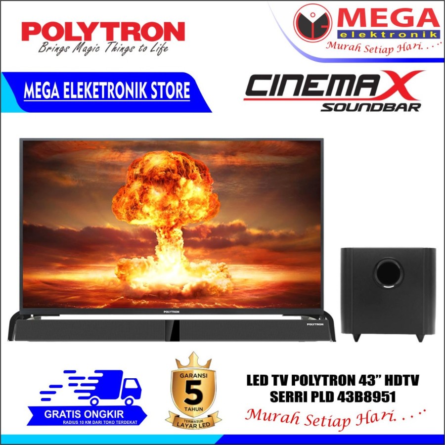 POLYTRON LED TV 43 INCH PLD-43B8951 / PLD 43B8951 CINEMAX SOUNDBAR