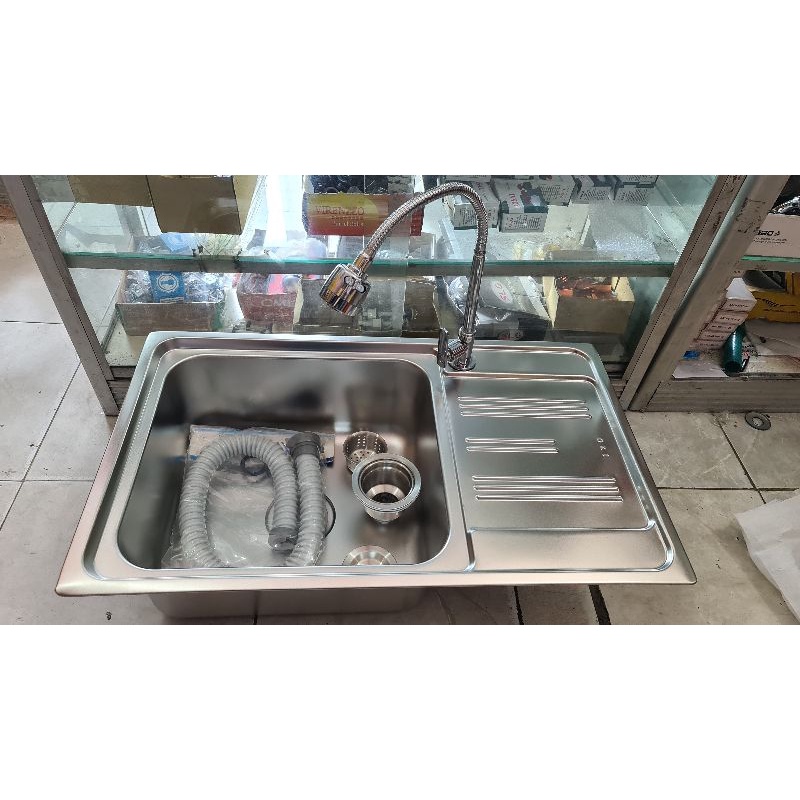NEW bak cuci piring stainless tebal paket kran PROMO TERMURAH