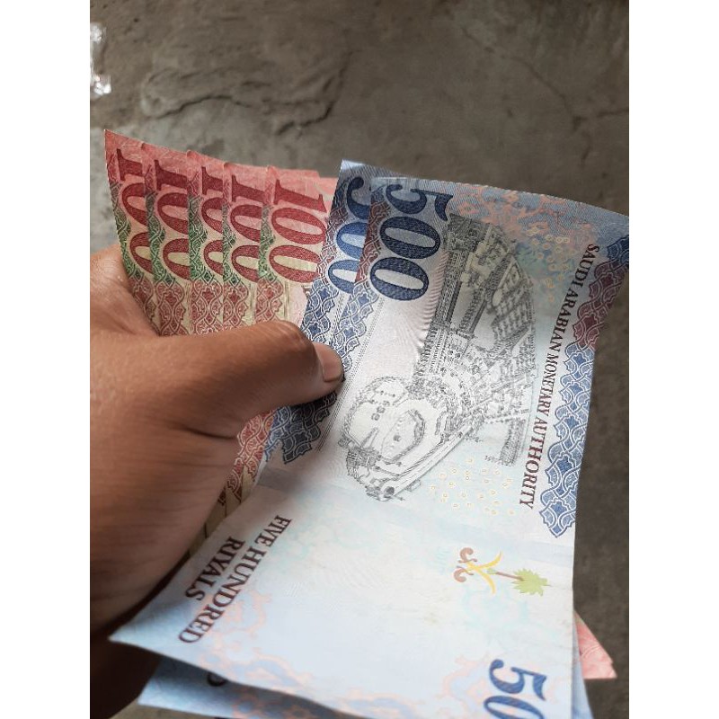 Uang Arab Pecahan 100 , 500 riyal / Uang Saudi / Riyal Asli / Uang Saudi Arab Asli / 100 500 Riyal