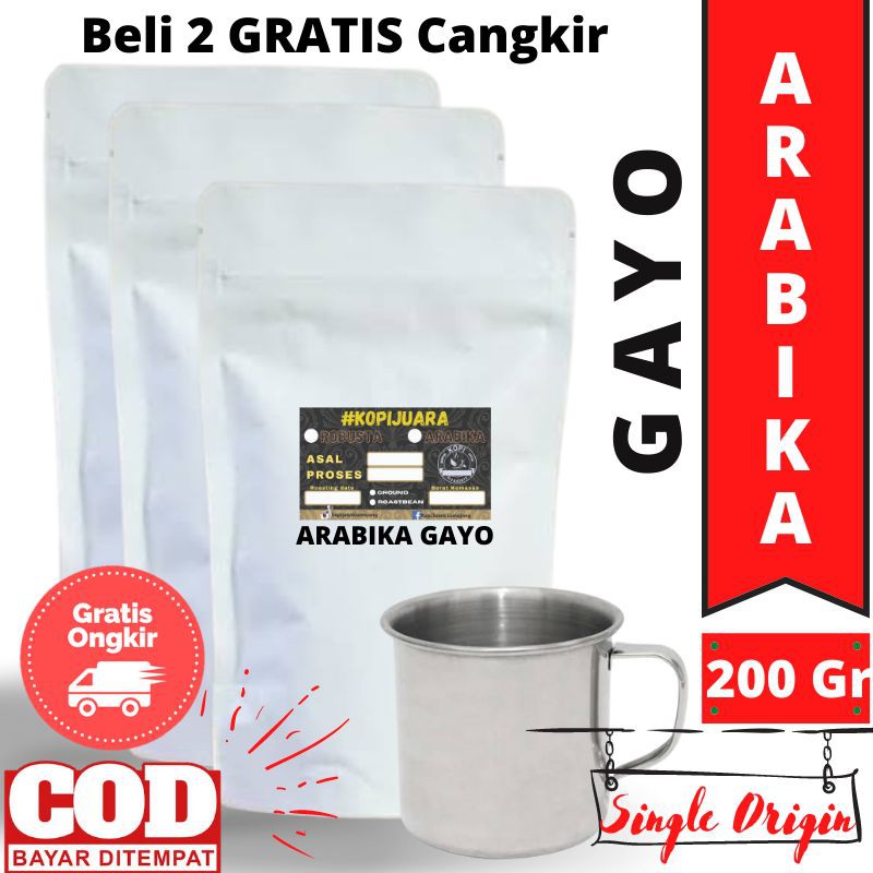 Kopi Arabica Gayo 200gr ( Biji atau Bubuk ) Single Origin kualitas Premium