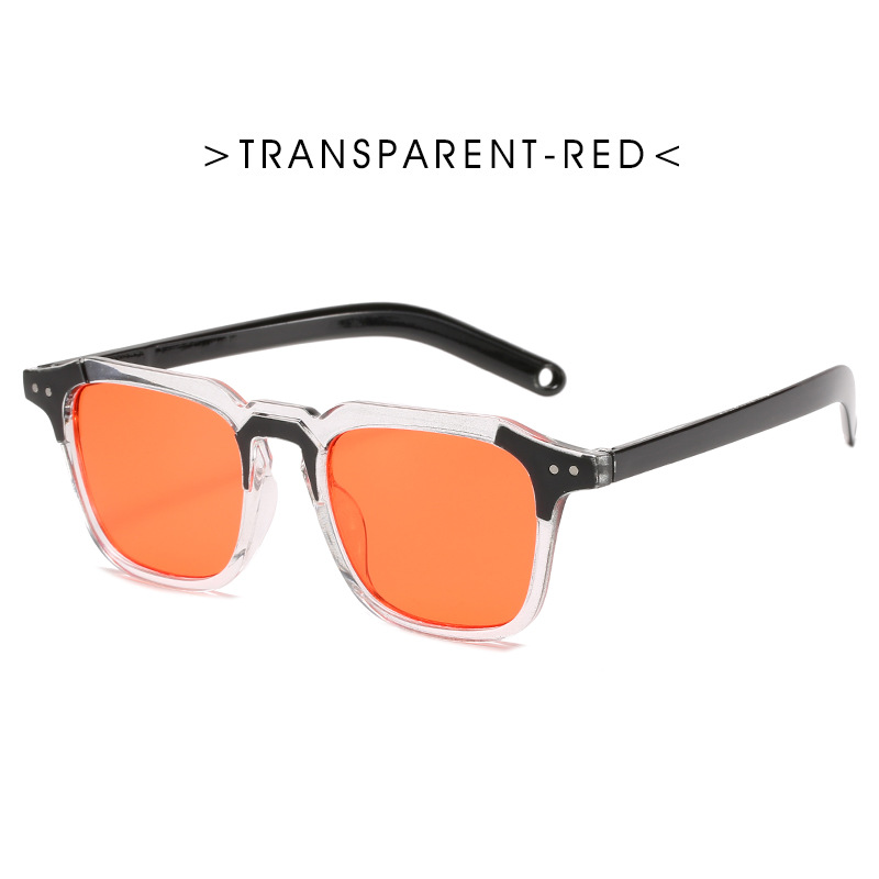 （YUZHU）COD New Fashion Square Sunglasses Individual Warna Transparan Kacamata Garis Sederhana Korea untuk Wanita