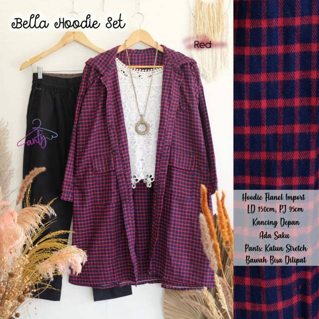 SETELAN FLANEL & KATUN BELLA HOODIE SET BY ANTY'S