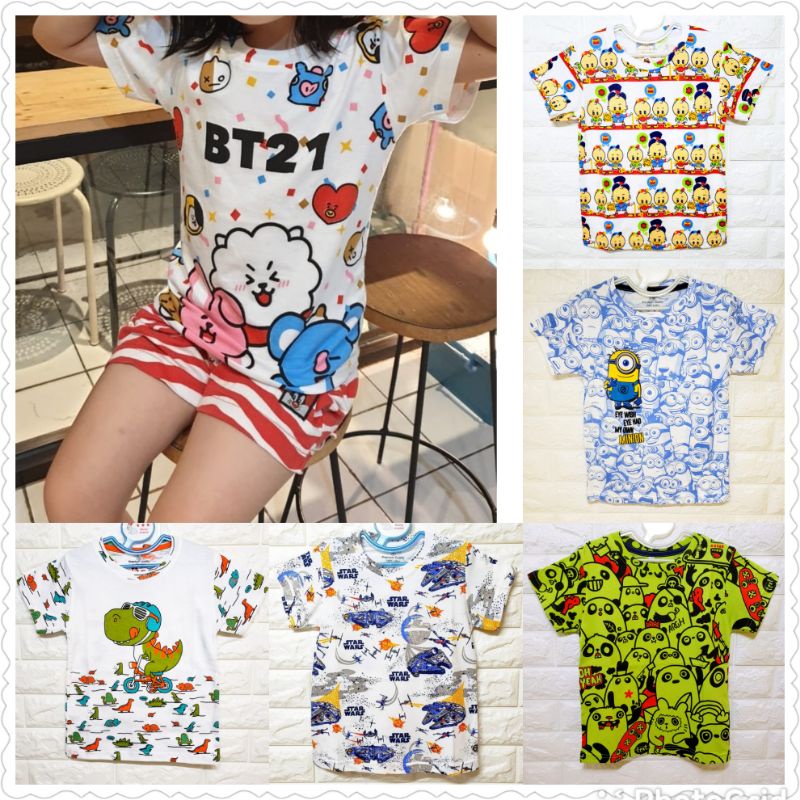 size 12 5-7th kids Kaos anak combed cotton full print bt21