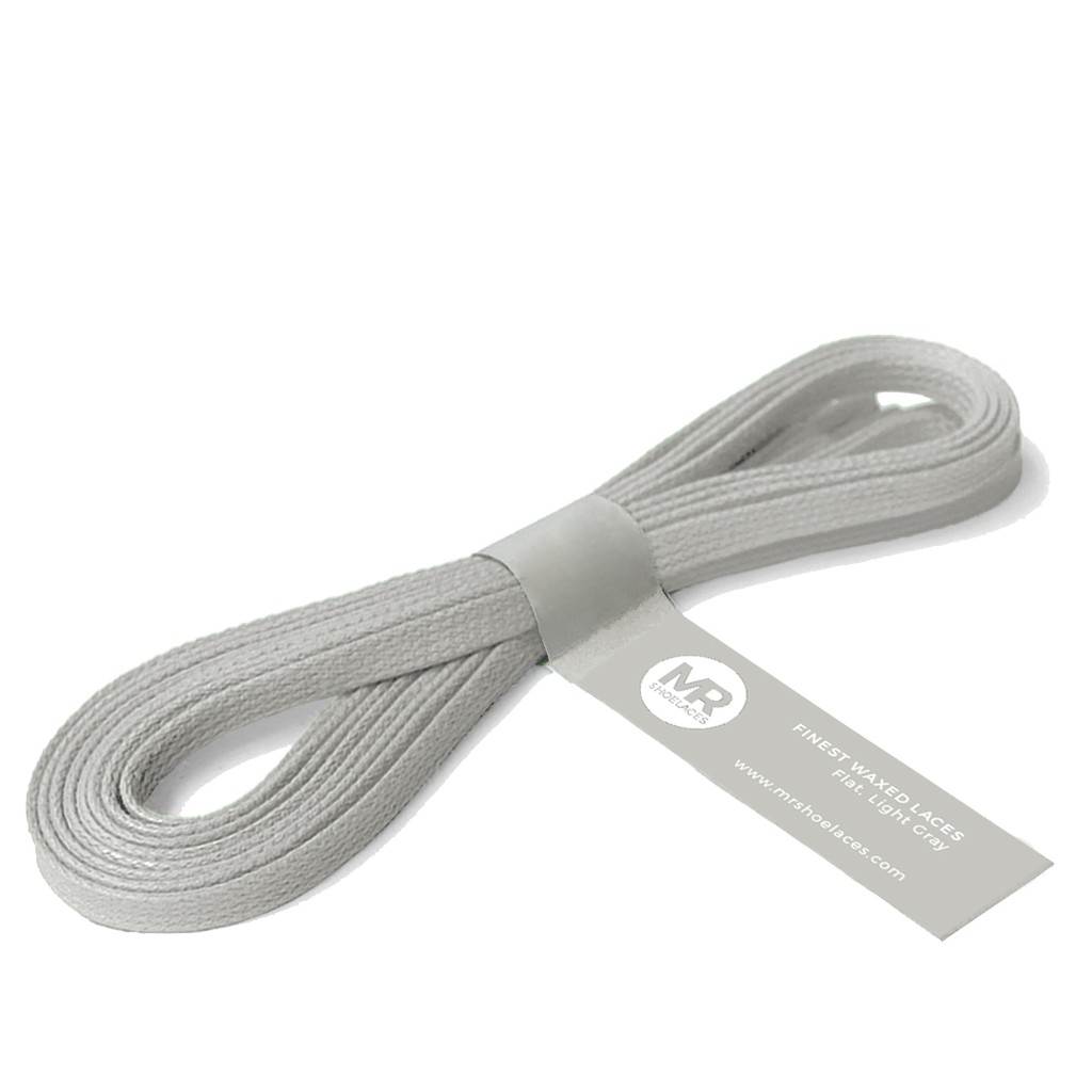 MR Shoelaces FA24 Light Gray Abu Muda Tali Sepatu Lilin 5mm Gepeng Flat Pipih (Waxed Laces) 90cm 100cm 120cm 200cm - Premium Shoelace