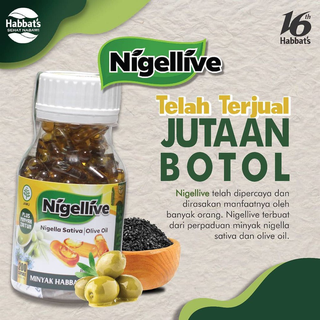 Habbatussauda NIGELLIVE  plus Minyak Zaitun Kapsul Oil