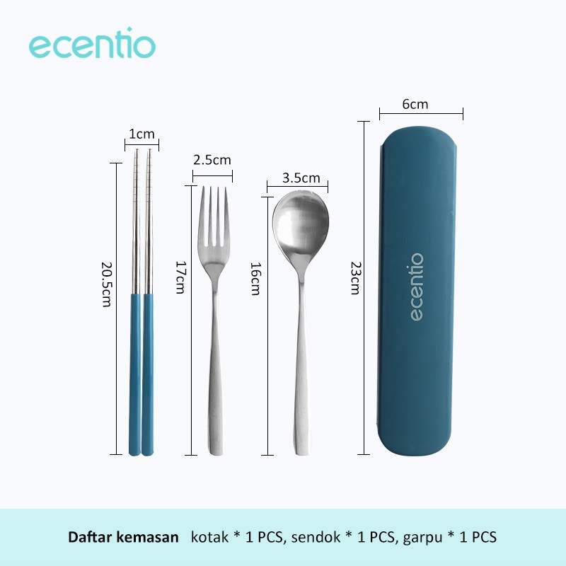 ecentio &amp; FOODI 3pcs set alat makan garpu Sendok sendok garpu set stainless