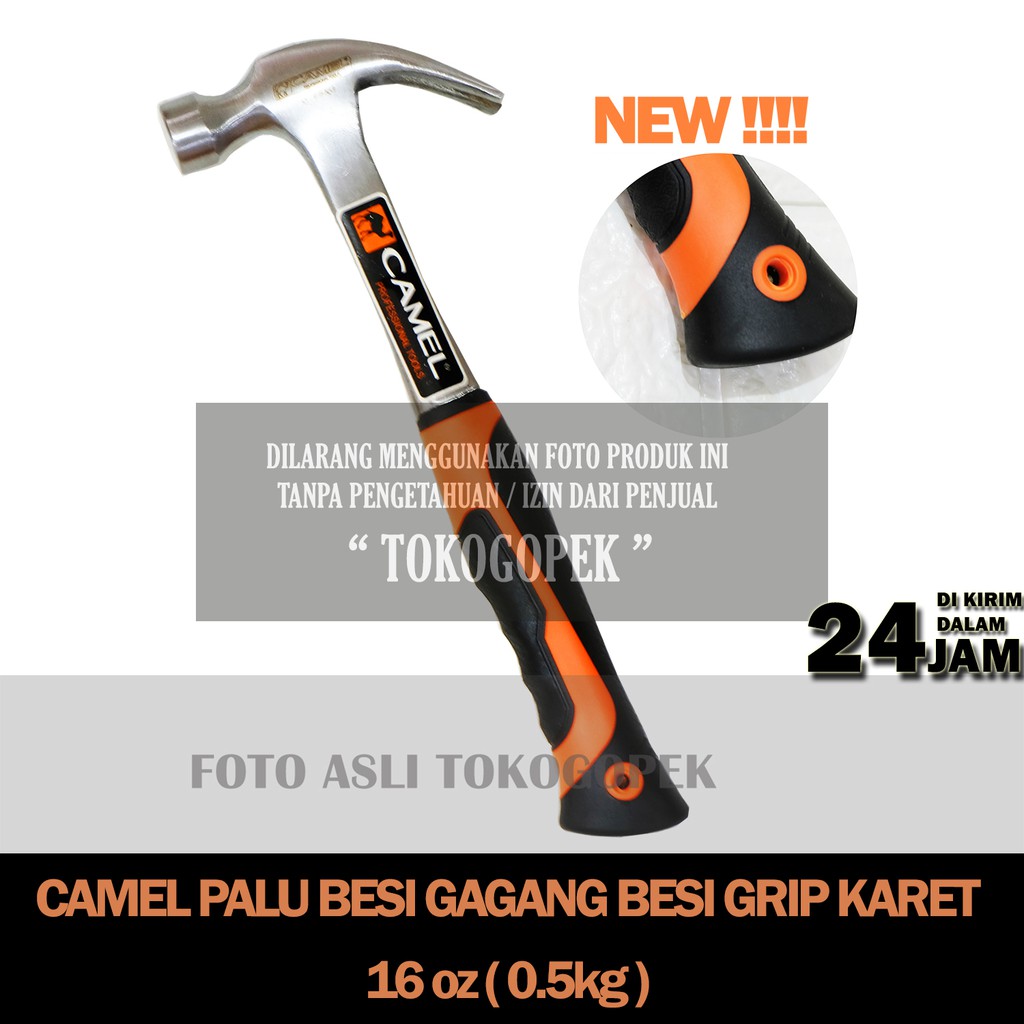 CAMEL PALU BESI KAMBING RUBBER GRIP 16 oz PALU GAGANG BESI GRIP KARET 0.5kg