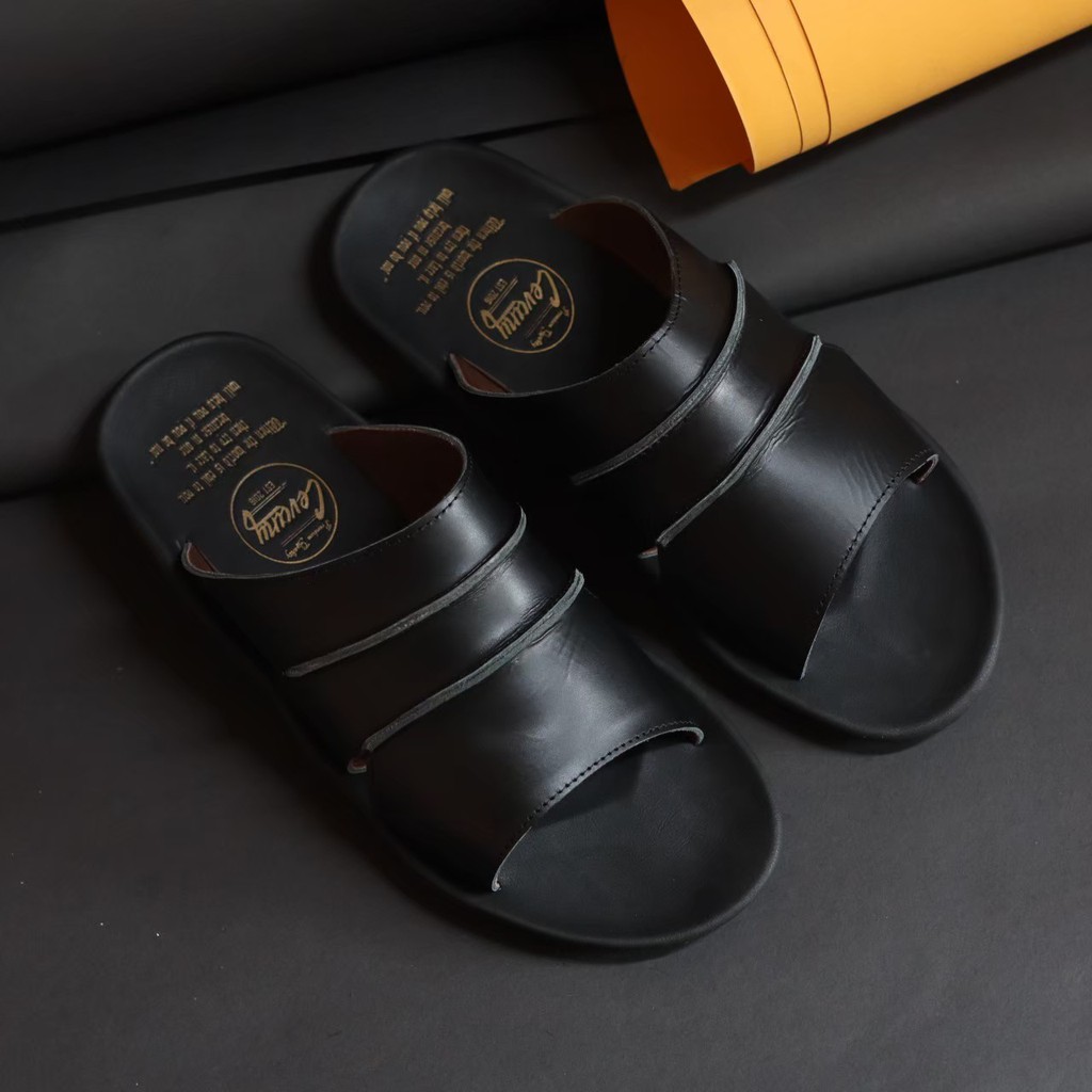 CVNY X HDS SANDAL KULIT PRIA BLACK BROWN TAN KULIT SAPI ASLI ORIGINAL HANDMADE BANDUNG KASUAL SANTAI