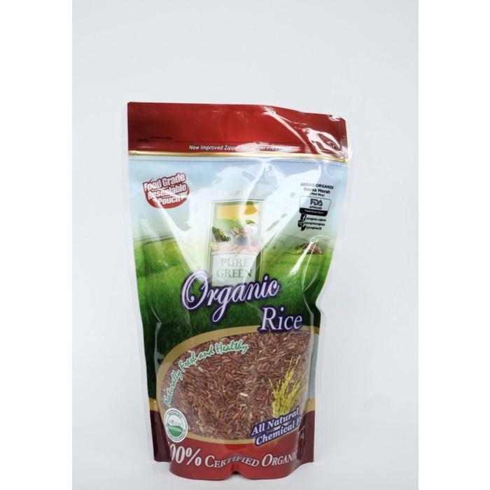 

bg20t01r Beras Organik Pure Green Organic Rice Beras Merah Red Rice 1 Kg Sv012Ss