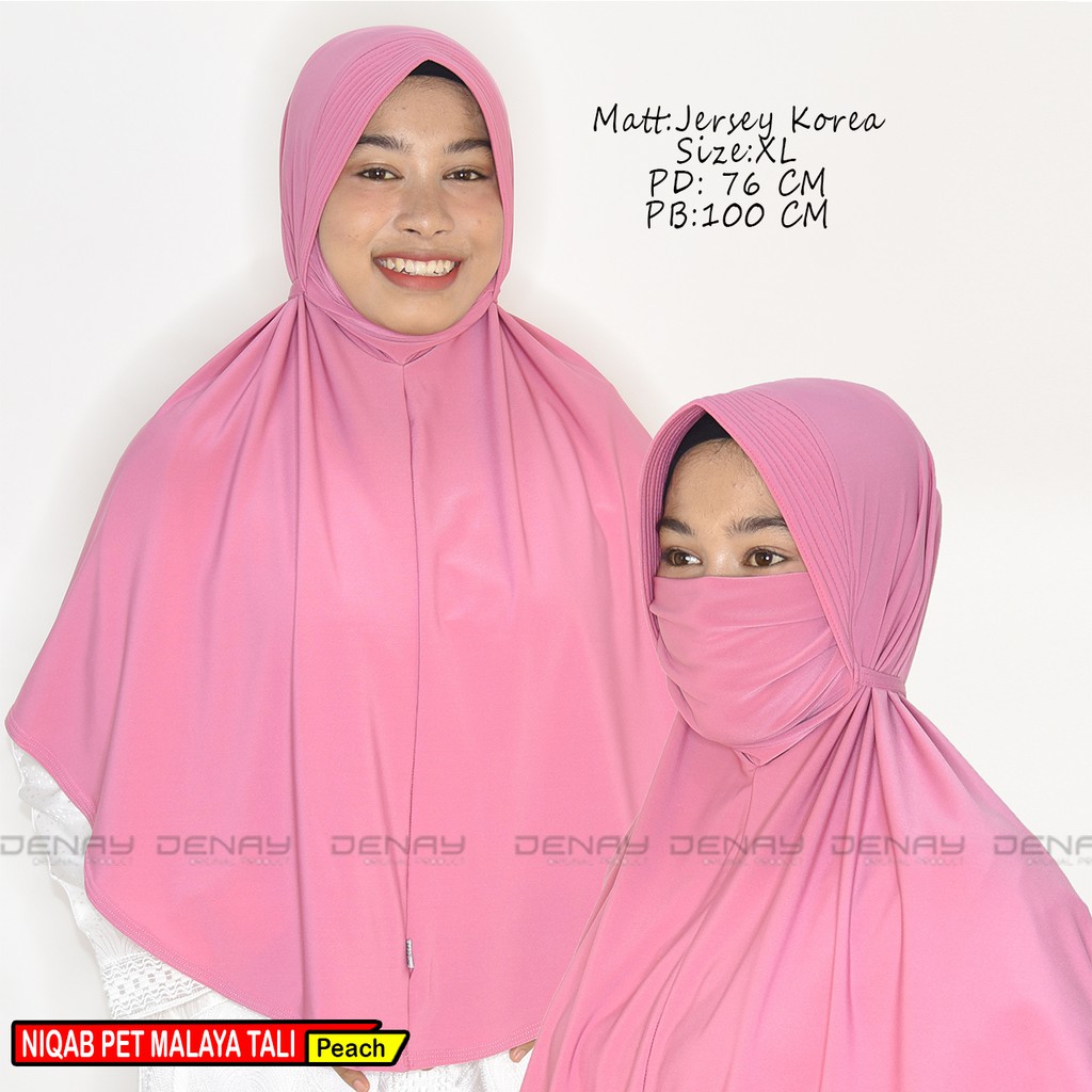 TOKODENAY - Hijab Masker - Niqab Malaya 2in1 - Bahan Jersey - Jilbab Wanita Muslimah - Best Seller