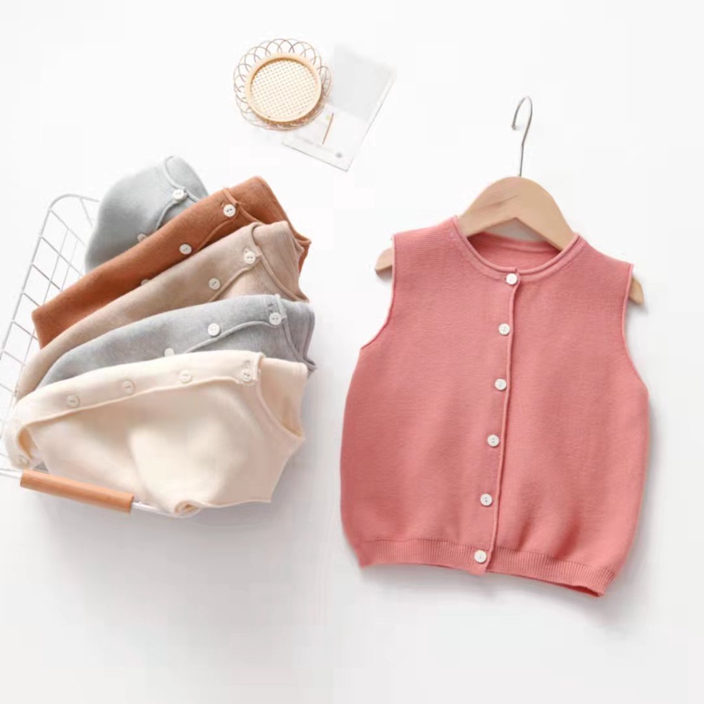 2022     Anak Cargan Rompi  Korea Warna Solid Anak Laki-laki  Perempuan Kapas Rompi Rajut Anak