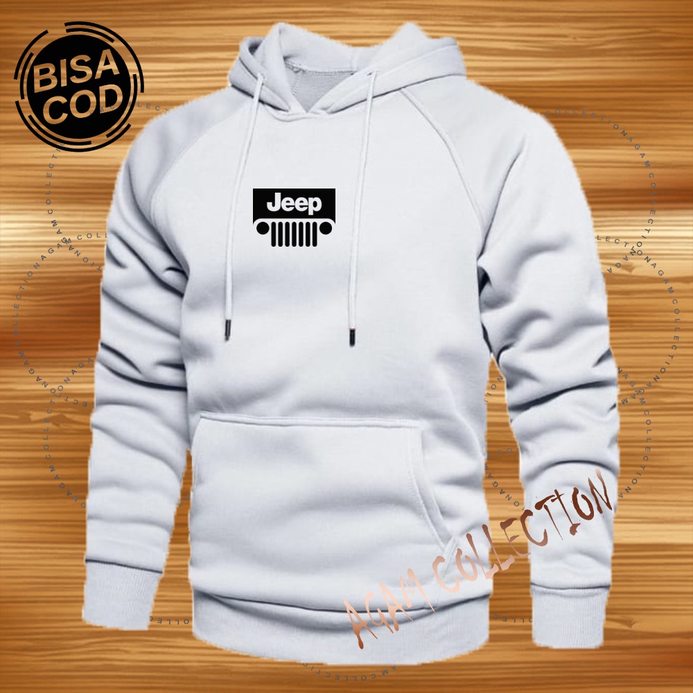 Agam collection Sweater Hoodie Distro Jeep Premium Text Hitam Atasan Pria Wanita Big Size