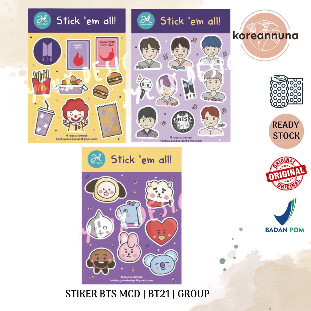

JOYEUX DESIGN STIKER BT21 BTS PACK
