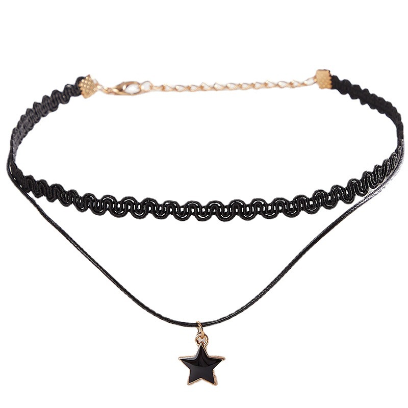 Kalung Choker Bahan Kulit Warna Hitam Gaya Gothic Vintage Untuk Wanita