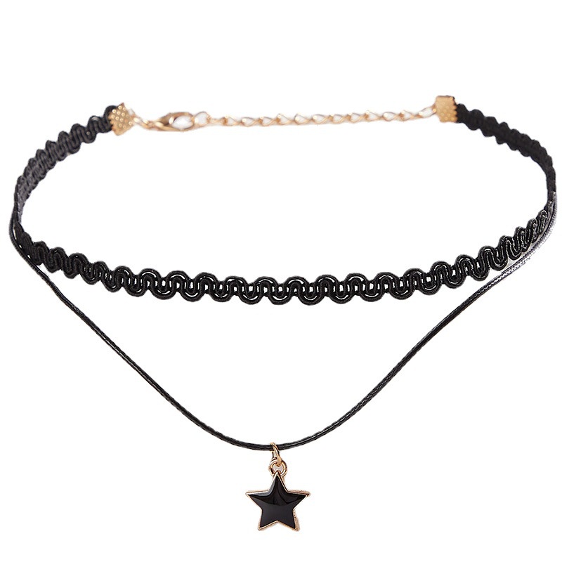 Kalung Choker Bahan Kulit Velvet Warna Hitam Gaya Vintage Gothic Untuk Wanita