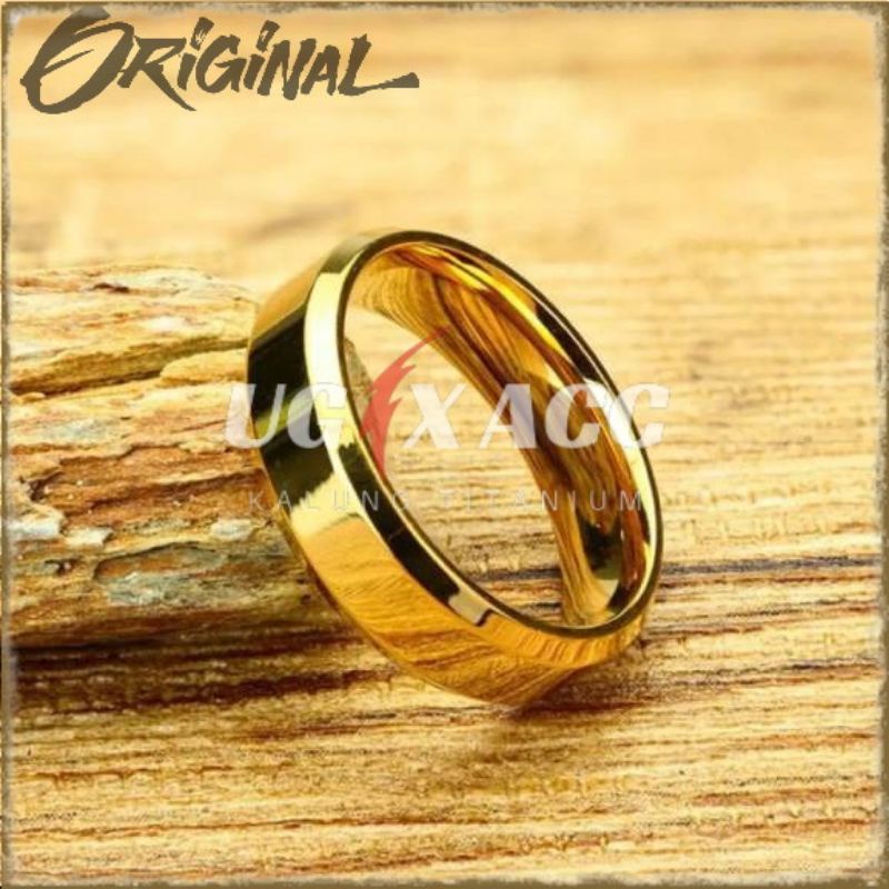 Cincin Jari Titanium Pria Wanita Couple Tunangan Nikah Kawin Silver Putih Gold Emas  Hitam Black Pol