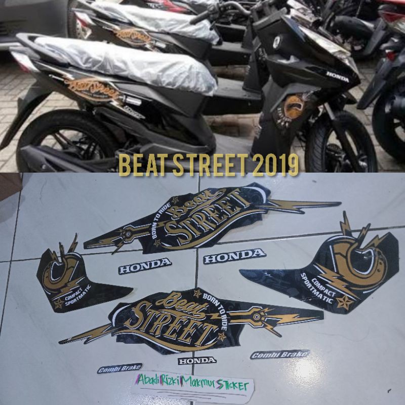 LIS STRIPING STIKER HONDA BEAT STREET HITAM GOLD 2019 FULLSET STANDAR ORI
