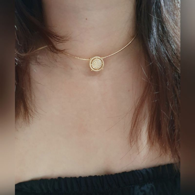 Kalung Premium Lapis emas Anti Karat Anti Alergi mirip emas asli Kalung zircon mata kilau Kalung Choker mata 818