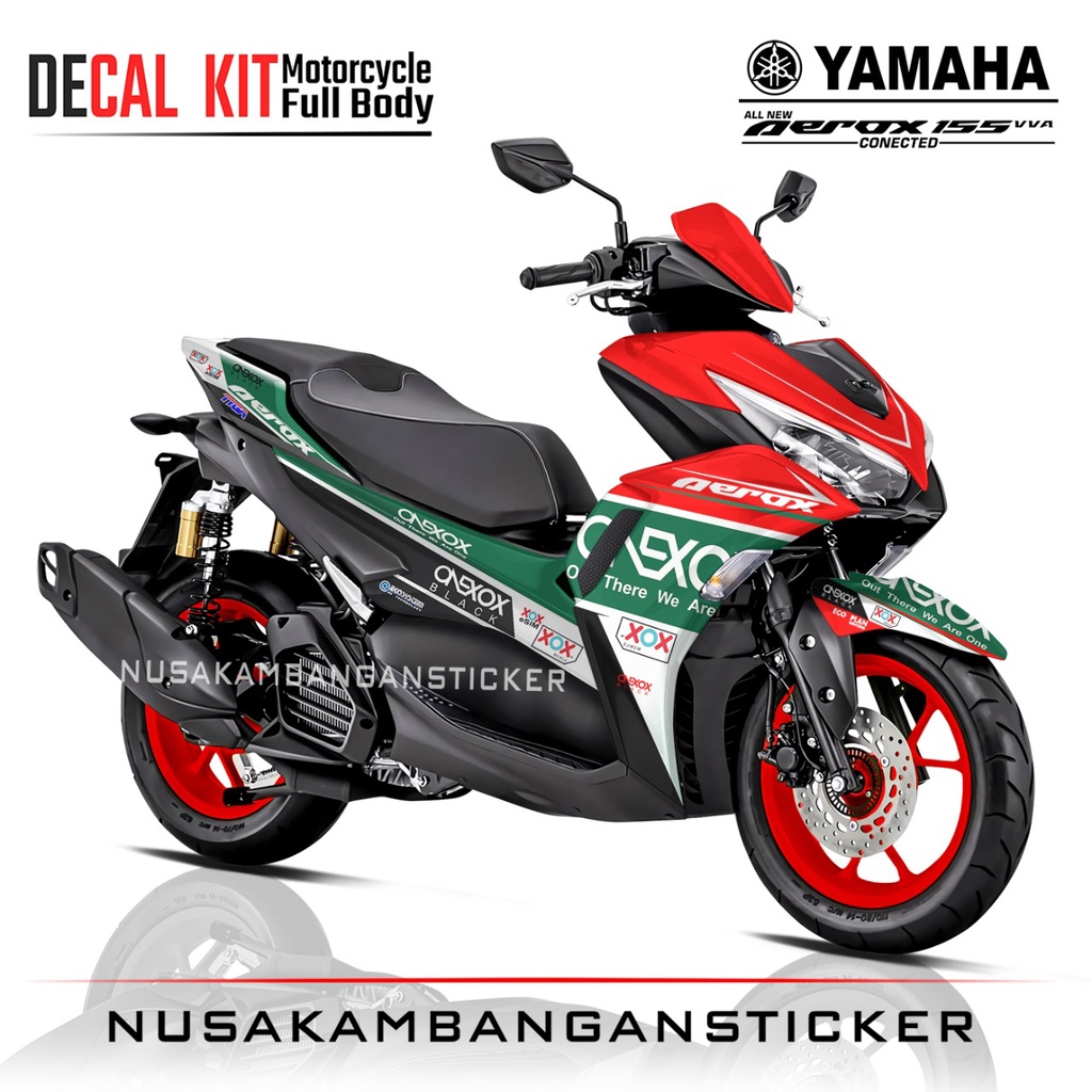 Stiker Decal Motor Yamaha Aerox 155 Conected Full Body Anexox Merah Biru Grafis Racing Team Sticker 