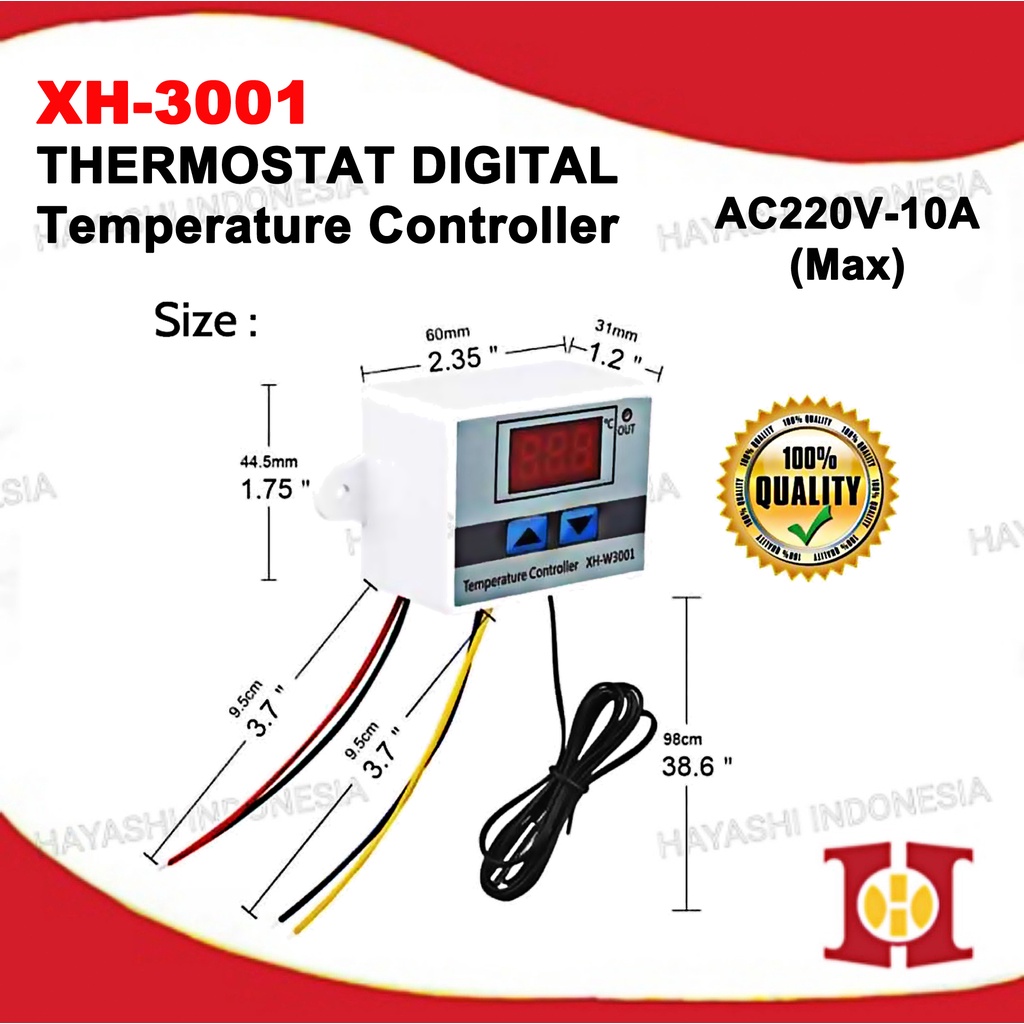 Thermostat Digital AC 220V Termostat Alat Pengatur Suhu W3001