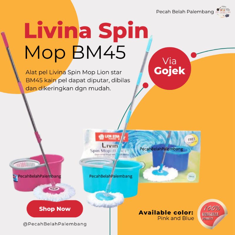 Lion Star Livina Spin Mop / Lap Pel Lantai Rumah Putar
