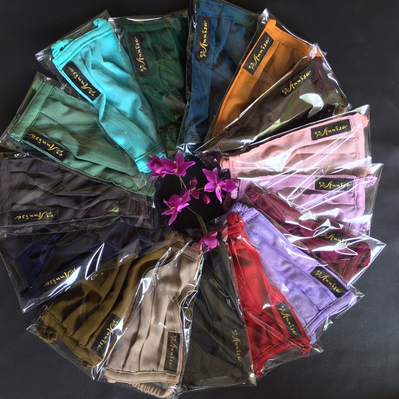 Masker hijab|masker kain 2 lapis|masker kerut|masker kain Annisa Collection "Diamond Crepe Italiano"
