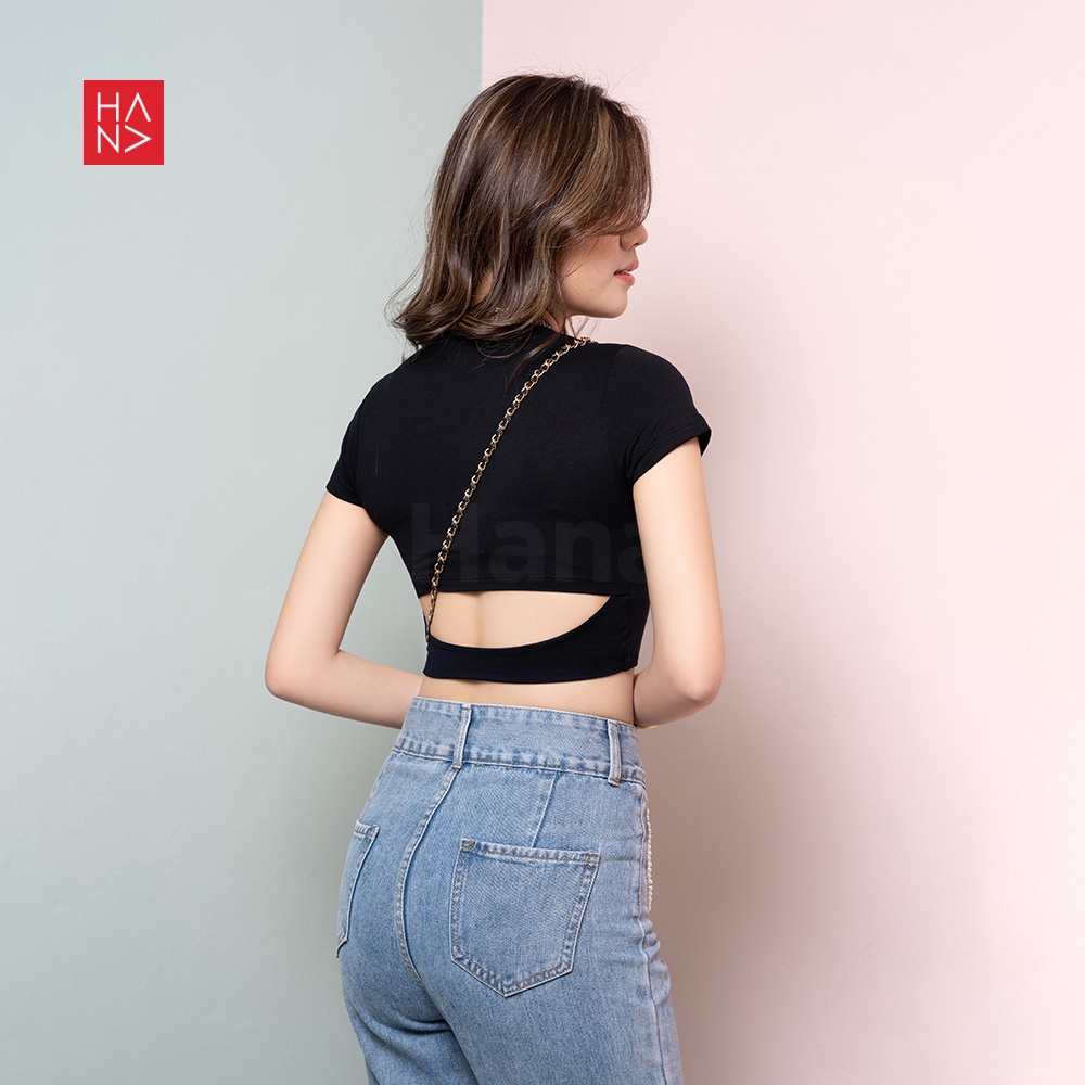 HanaFashion JKT - Mey Backless Crop Top Kaos Wanita - CT070