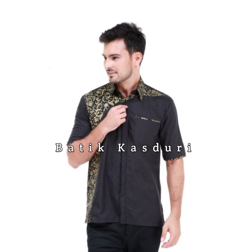 Kemeja Batik Pria Lengan Pendek Atasan Baju Hem Batik Motif Clurit