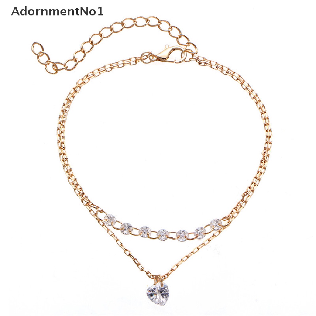 (AdornmentNo1) Gelang Tangan Rantai Aksen Infinity + Hati + Berlian Imitasi Untuk Perhiasan Wanita