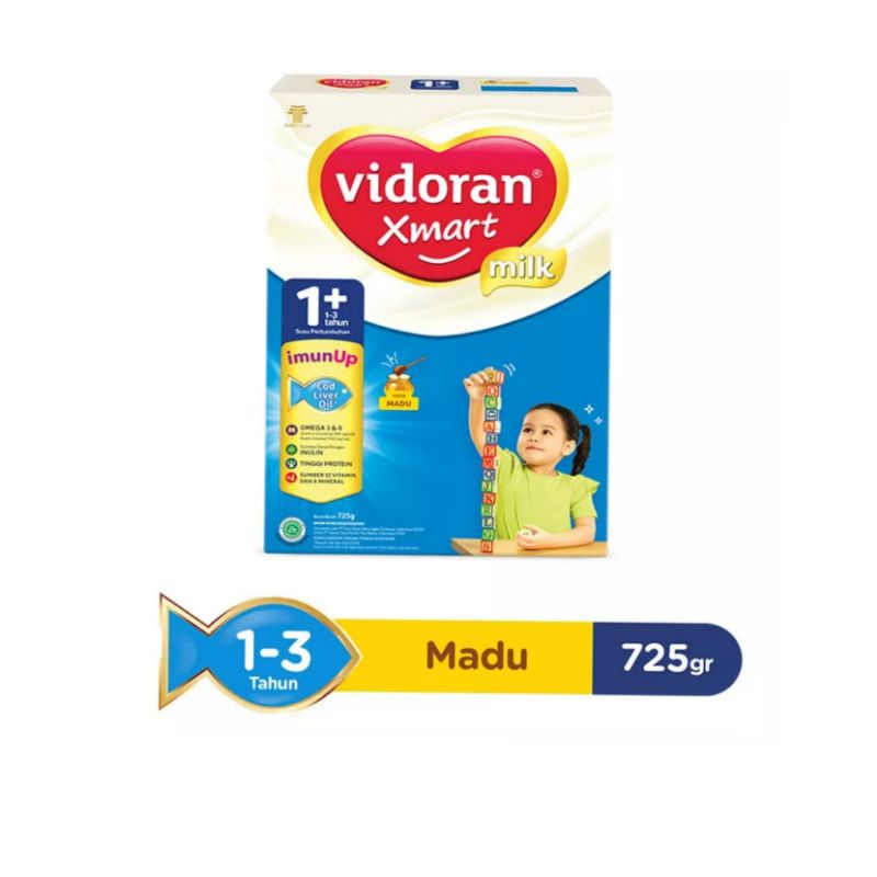 VIDORAN Xmart Milk 1+ 3+ &amp; 5+ Rasa Madu/Vanila/Cokelat 700gr