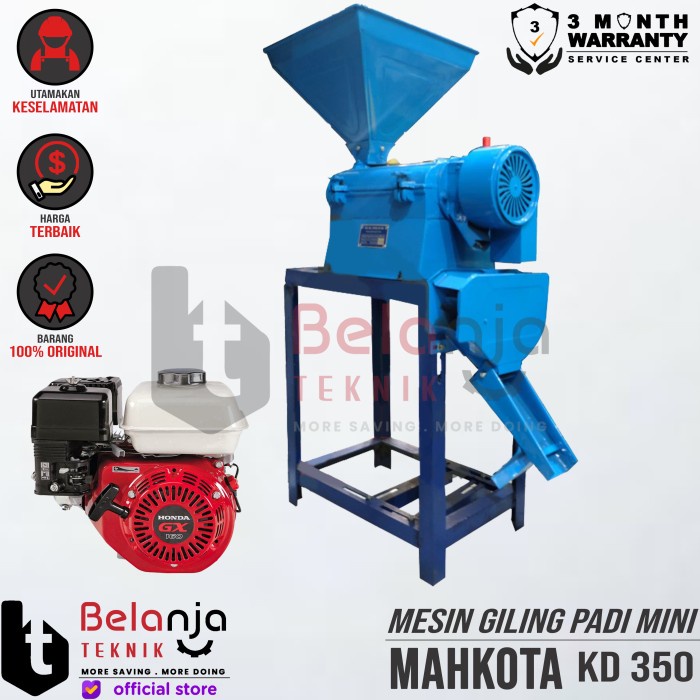 Mesin Gilingan Padi Mini Mahkota KD 350 + Engine Honda GX 160 Jialing