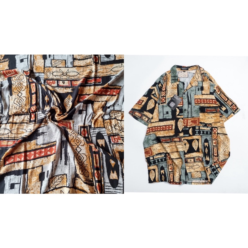 kain katun rayon viscose premium motif abstrak daun terbaru