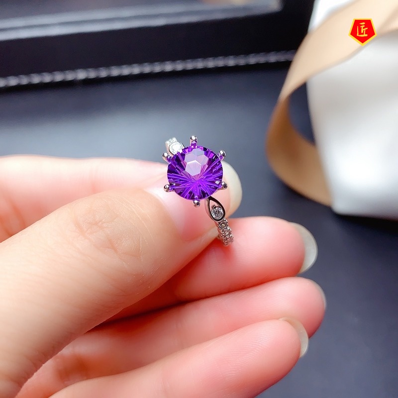 [Ready Stock]Pt950 Amethyst Moissanite Ring