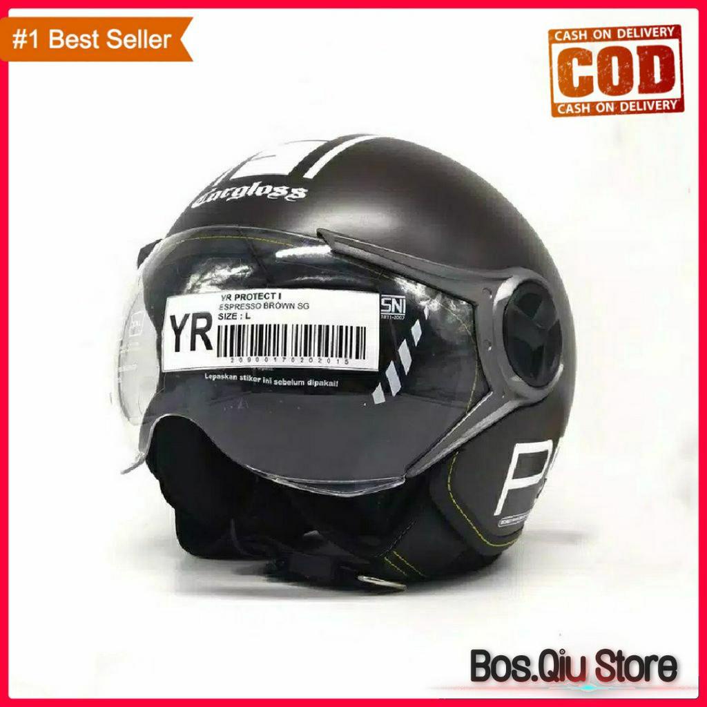 Helm Retro Bogo Cargloss YR Protect Hitam Doff