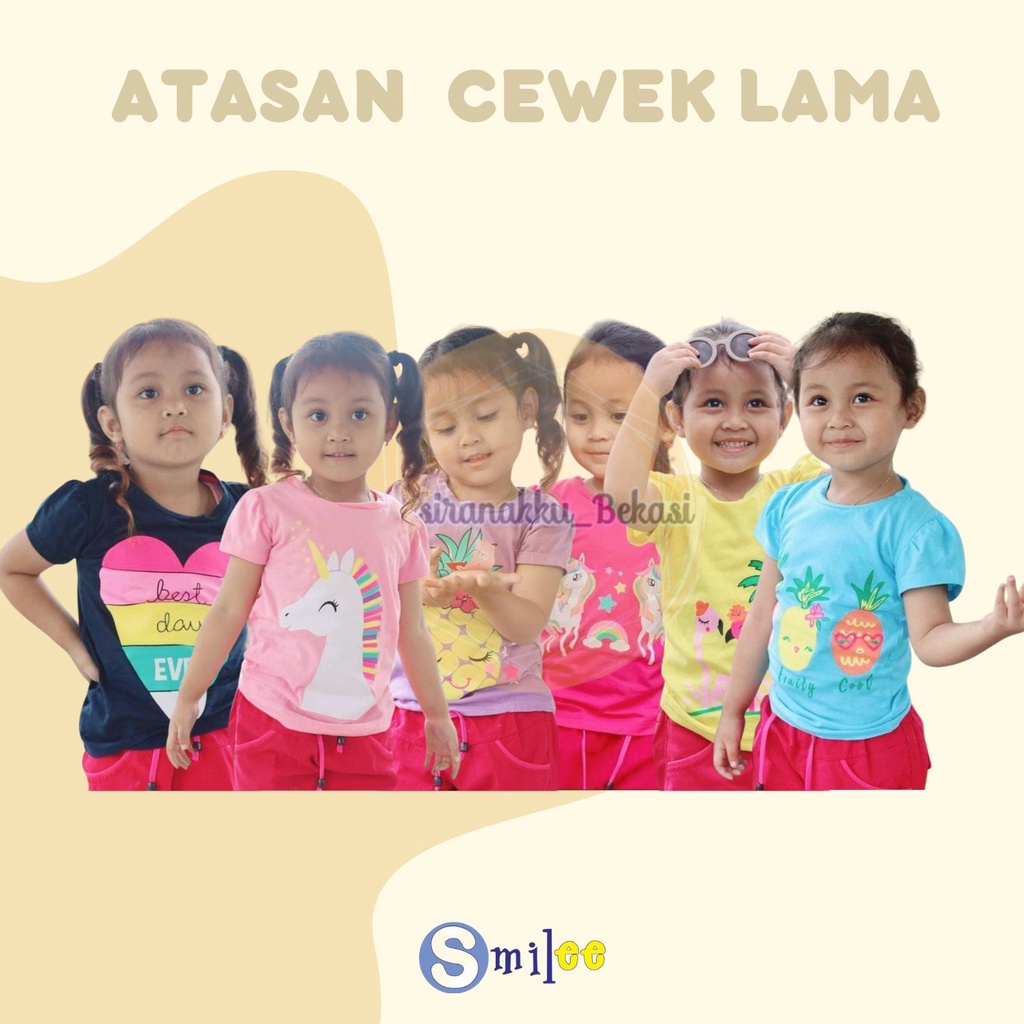 Atasan Anak Smilee Mix Motif &amp; Warna Size 1-5Tahun