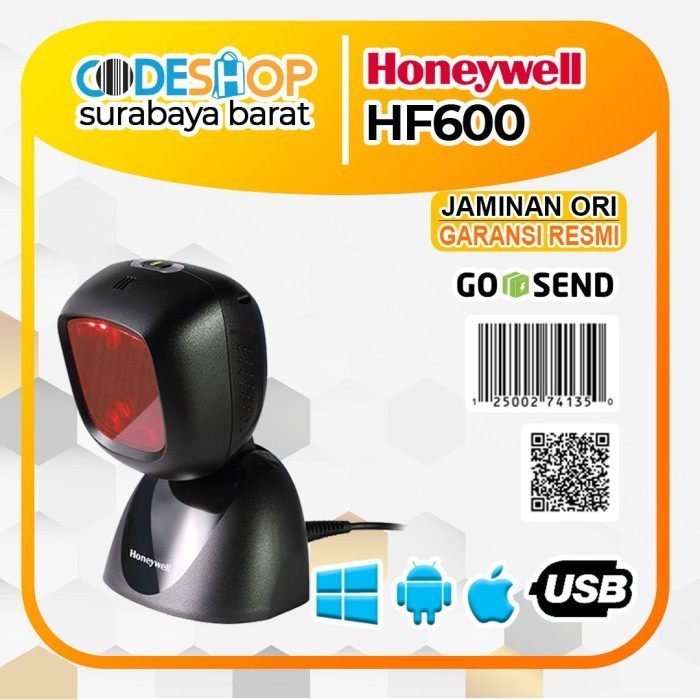 SCANNER BARCODE 1D &amp; 2D (QR BARCODE) HONEYWELL HF600 - HF 600 USB