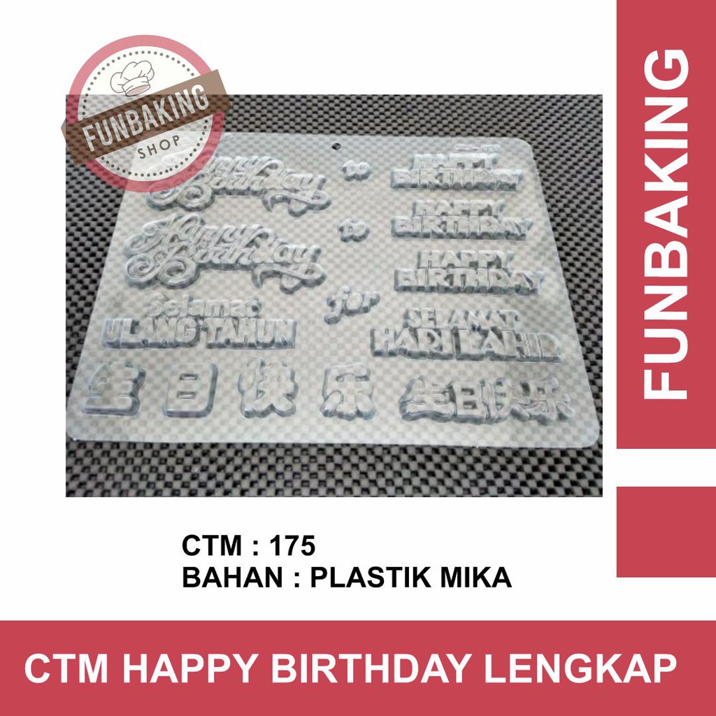 FunBaking - Cetakan Coklat Mika Happy Birthday Lengkap