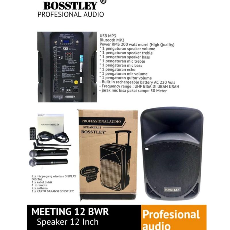 Speaker Portable wireless Meeting BOSSTLEY 12 BWR 12 Inch